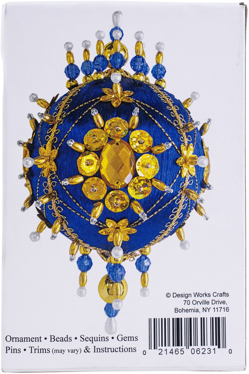 Design Works Satin Ball Beaded Ornament Kit 3"x5"-Midnight Glow